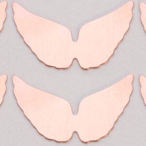 May include: Six pairs of pink angel wings, cut from metal, arranged in two rows of three.