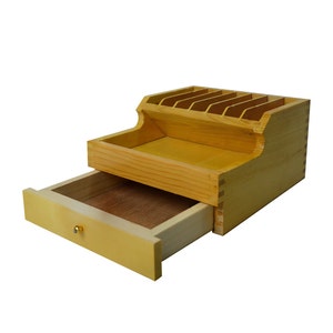 3-3/4&quot; x 6-1/2&quot; x 7-1/2&quot; Wooden Plier Rack Organizer w/ Drawer Jewelry Making Storage Bench Tool - STRG-0066