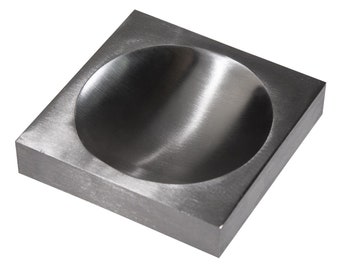 4" x 4" x 0.75" Steel Bench Block with Depression Groove Jewelry Making Metal Forming Chasing Flattening Repairs Work Surface Tool FORM-0223