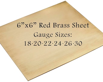 Red Brass Sheet 6" x 6" 18-20-22-24-26 Gauge Metal for Etching Punching Hammering Cutting Stamping Blanks Pendants Charms Jewelry Making