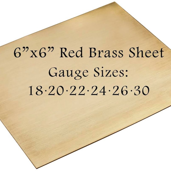 Red Brass Sheet 6" x 6" 18-20-22-24-26 Gauge Metal for Etching Punching Hammering Cutting Stamping Blanks Pendants Charms Jewelry Making