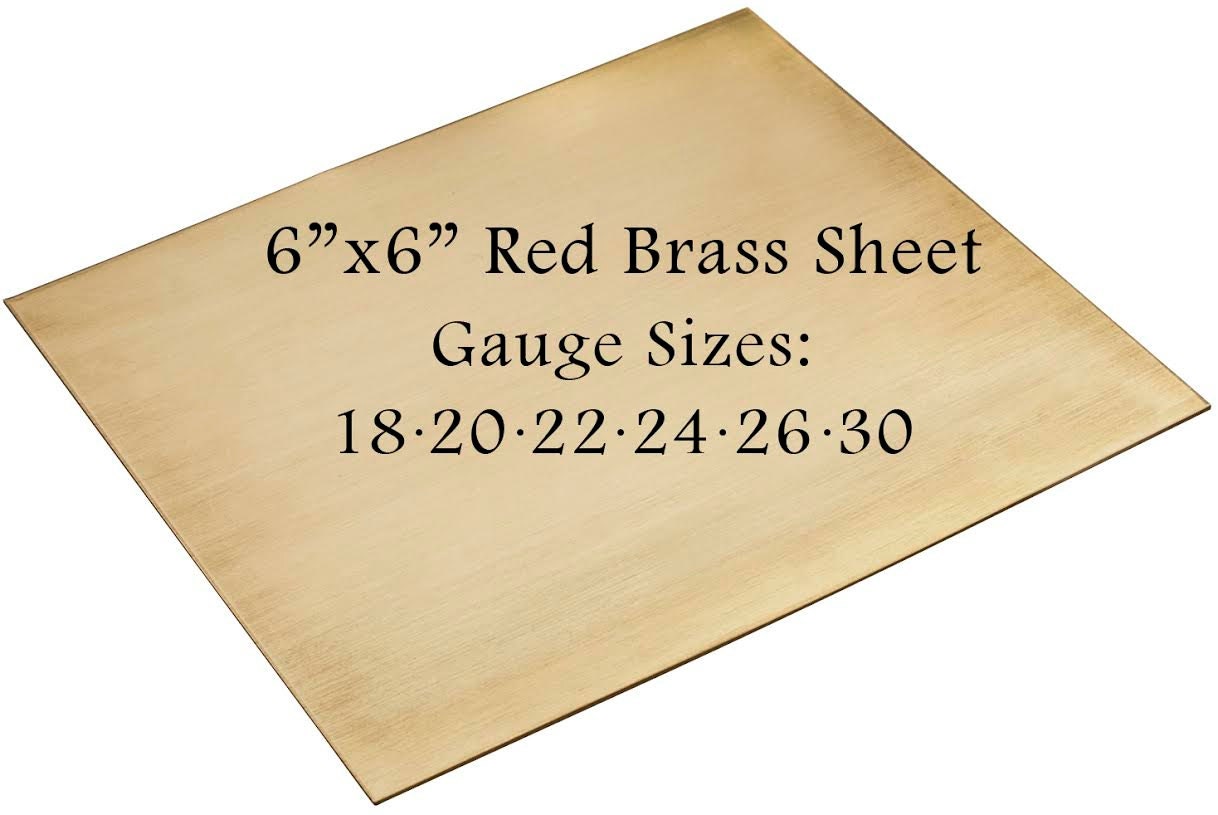 Red Brass Sheet 6 X 6 18-20-22-24-26 Gauge Metal for Etching