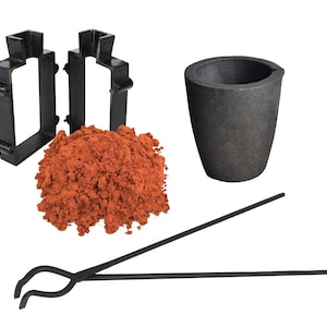 Cast Iron Mold Flask Frame with 10 Lbs of Quick Cast Sand Casting Clay Petrobond Graphite Crucible Hinge Tongs Melt Pour Metals - KIT-0139