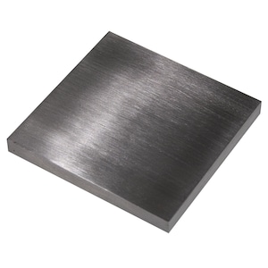 May include: A square piece of brushed metal with a smooth, silver finish.