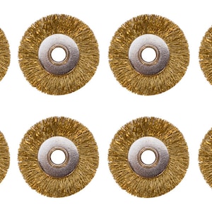 12/Pk of 3/4&quot; Unmounted Crimped Brass Brushes, 3/32&quot; Hole Jewelry Making Metal Polishing Rotary Tools - BRS-320.20