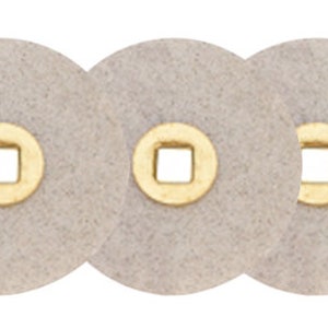 May include: Three grey felt polishing wheels with a gold-coloured square centre hole. The wheels are arranged in a row against a white background. The felt has a slightly textured appearance.