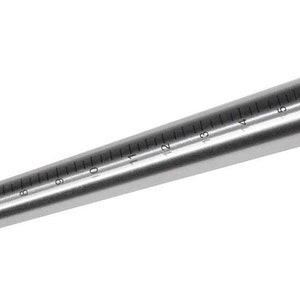 May include: A silver metal ring sizer with a graduated scale from size 1 to size 13. The sizer is a long, thin rod with a rounded end.
