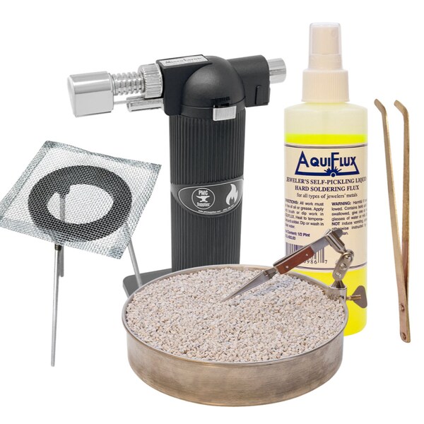 Professional Jewelry-Making and Soldering Kit with Annealing Pan, Flux, Tripod, Torch, and Tweezers KIT-0281