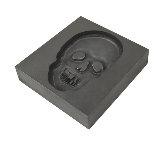 Small - Skull 3D Graphite Ingot Mold for Precious Metal Casting