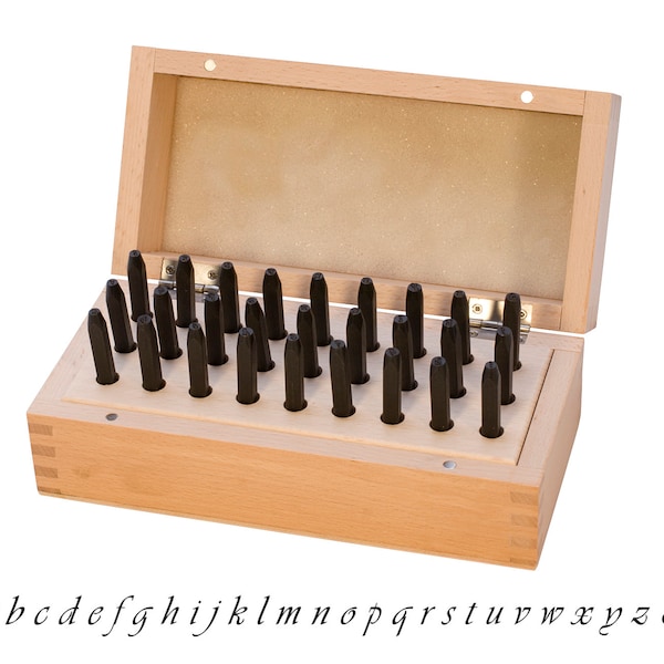 27-Piece 1/8" Lowercase Lucida Script Alphabet Letter Stamp Set with Wooden Box Stamping Marking Metal Jewelry - PUN-206.90