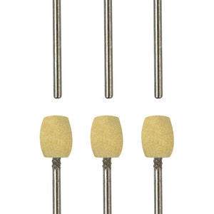 Set of 6 Mounted Felt Buff on Mandrels 3/32&quot; Size F Cyc. Small Jewelry Rotary Polishing Tool - POL-0096