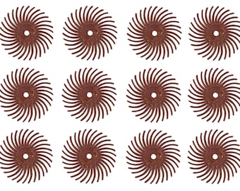 12 Pack 3/4" Red 220 Grit 3M Micron Radial Discs Polishing Set Metal Finishing Jewelry Making Flex Shaft Rotary Tool Kit - POL-0128