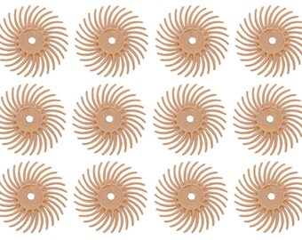 12 Pack 3/4" Peach 3M 6 Micron Radial Discs Polishing Set Metal Finishing Jewelry Making Flex Shaft Rotary Tool Kit - POL-0132