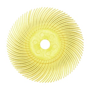 3&quot; Diameter 3M Radial 80 Grit Yellow 3/8&quot; Arbor Hole Bristle Brush Rotary Jewelry Metal Polishing Discs - POL-0121