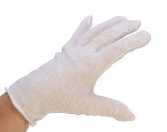 Small White Cotton Gloves - Pack of 12 Protective Jewelry Handling Glove Set