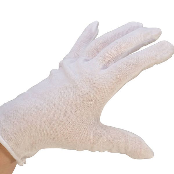 Small White Cotton Gloves - Pack of 12 Protective Jewelry Handling Glove Set