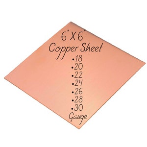 Copper Sheet 6" x 6" 18-20-22-24-26-28-30 Gauge Metal For Etching Punching Hammering Cutting Stamping Blanks Pendants Charms Jewelry Making