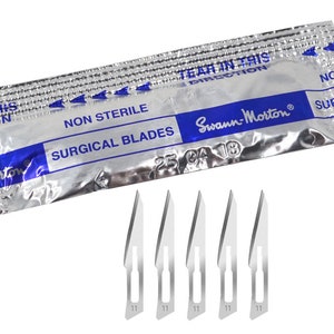 Pack of 5 Swann-Morton Non-Sterile #11 Carbon Steel Blades Jewelry Rubber Mold Cutting Tools - KNIF-0002