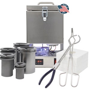 TableTop Deluxe QuikMelt Top-Loading Electric Furnace Crucibles Tongs Flanges Metal Jewelry Casting Melt Kiln Made in the U.S.A. - FUR-0134