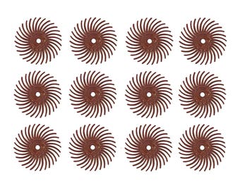 12 Pack 9/16" Red 220 Grit 3M Micron Radial Discs Polishing Set Metal Finishing Jewelry Making Flex Shaft Rotary Tool Kit - POL-0134