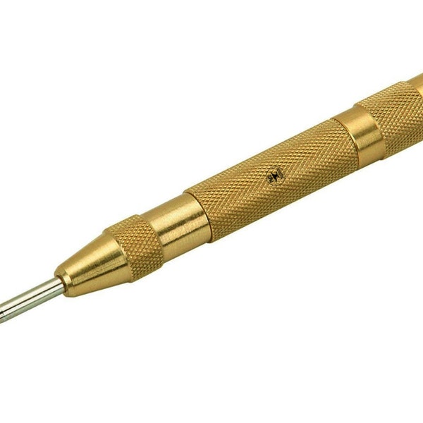 5" Automatic Center Punch Brass for Marking Jewelry Making Punch Holes in Metal Leather and More! No Hammer Needed! - FORM-0073