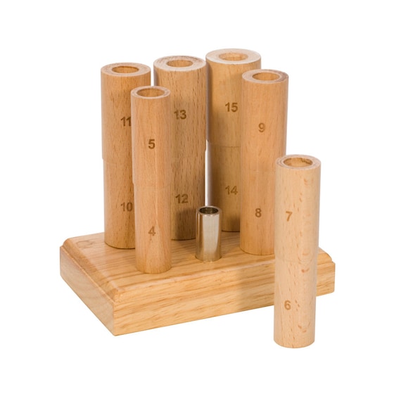 6-piece Wooden Ring Mandrel in Base With Stand Whole Sizes 4-15