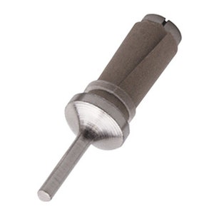 May include: A silver and gray dental tool with a pointed tip and a cylindrical body.
