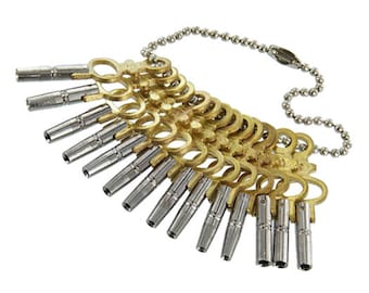 Set of 14 Pocket Watch Winding Keys Sizes 00 to 12 Watchmaking Watch Repair Tool - CLK-100.14