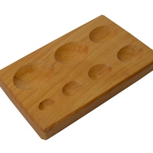 6-1/2&quot; x 3-1/2&quot; x 3/4&quot; 7 Cavity Jewelry Making Metal Forming Oval Shaped Wooden Dapping Block - FORM-0119
