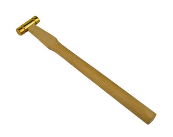 2 oz Watchmaker Jeweler's Brass Hammer Jewelry Making Tool Flat Head w/ Wooden Handle - HAM-0006