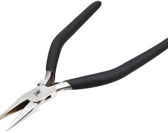 May include: A pair of black handled needle-nose pliers with a silver finish. The pliers have a logo on the side that says "Pro's Choice".