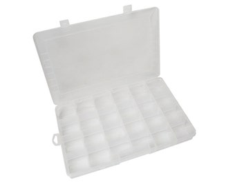 Contenedor de almacenamiento de plástico con rejilla de 24 compartimentos, caja de cuentas, gema, piedra de diamante, herramienta de organización para hacer joyas