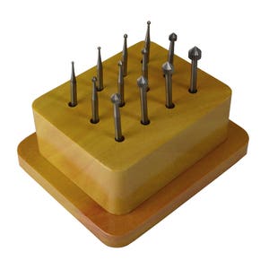12 Piece Setting Bur Set with Wooden Stand Stone Setting Filing Jewelry Making Tools - BUR-540.05