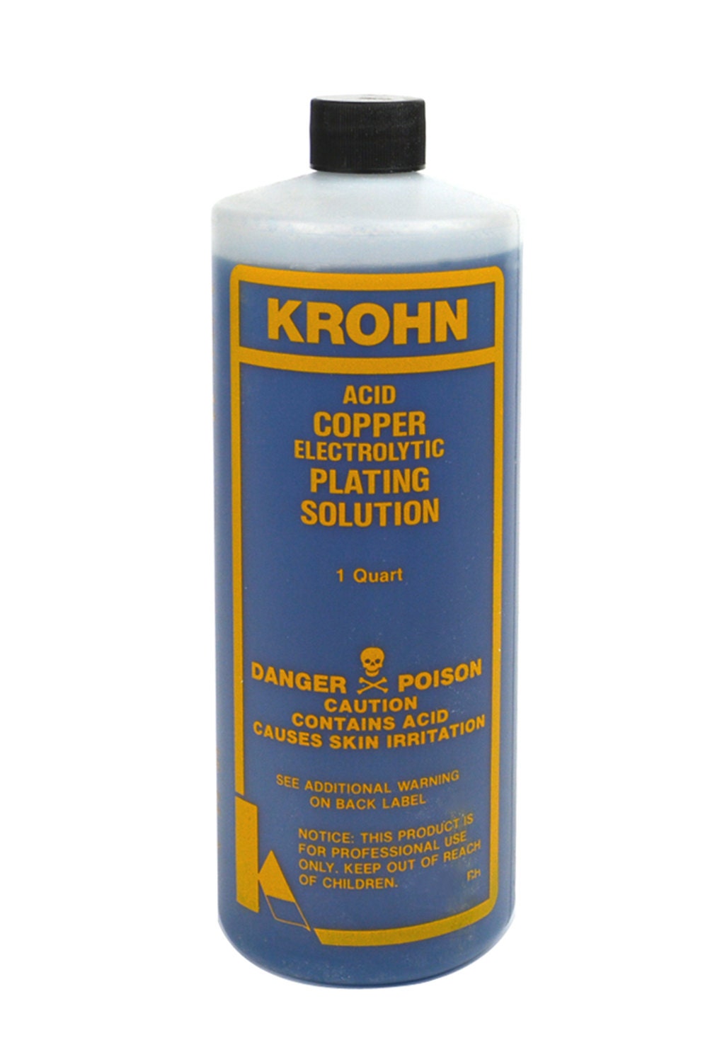 Krohn Copper Plating Solution - Electrolytic Acid Liquid, 1 Quart (Made In USA)