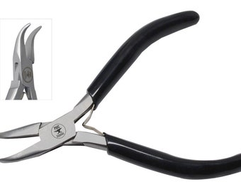 Slim 4-1/2" Bent Chain Nose Pliers - Black