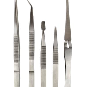 5-Piece Stainless Steel All Purpose Tweezer Set - TWEZ-0051