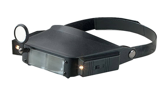 Vinyl Head Strap Magnifier W/ Dual Lights Jewelry Magnifying Visor