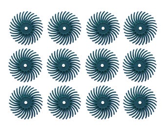 12 Pack 9/16" Blue 400 Grit 3M Micron Radial Discs Polishing Set Metal Finishing Jewelry Making Flex Shaft Rotary Tool Kit - POL-0136