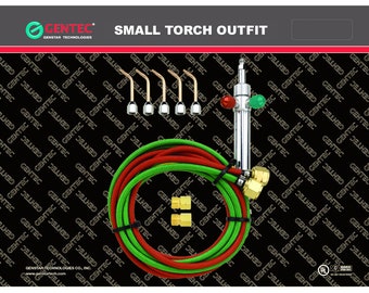 Kit de soplete pequeño de acetileno y oxígeno con 5 puntas (n.° 2-6) para joyería, fundición de metales, soldadura fuerte y soldadura fuerte - SOL-225.00