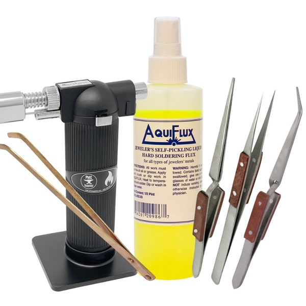 Precision Soldering and Jewelry-Making Kit with Aquiflux Flux, Tweezers, and Butane Micro Melting Torch KIT-0277