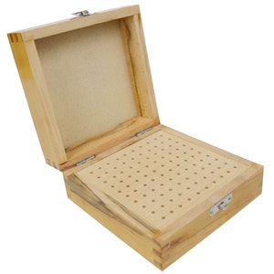 Wooden 3/32" Shank Bur Stand Organizer Storage Box with 100 Holes Jewelry Making Tool Holder