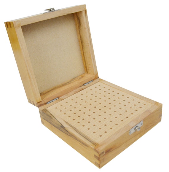 Wooden 3/32 Shank Bur Stand Organizer Storage Box With 100 Holes Jewelry  Making Tool Holder 