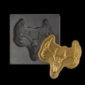 Deer Skull 3D Graphite Ingot Mold for Precious Metal Casting Gold Silver Copper Melting