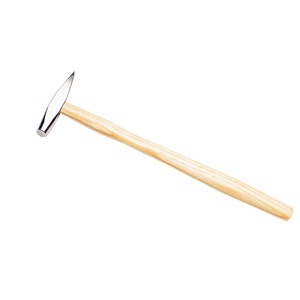 May include: A wooden-handled hammer with a silver head.
