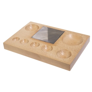 Hardwood Grooved Shaping Block with 7 Depressions and Steel Block Non-Marring Dapping FORM-0194