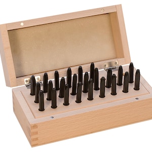 2,5 MM Griechisches Alphabet Briefstempel Set mit Holzbox zum Stempeln und Markieren von Metallschmuck - PUN-207.90