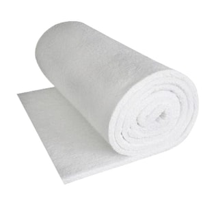 May include: A white roll of ceramic fiber insulation. This type of insulation is often used in high-temperature applications.