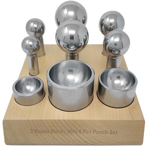 Steel Cupola Punch and Die Set w/ 6 Dapping Punches and 3 Double-Sided Cupola - FORM-0183