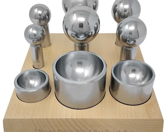 Steel Cupola Punch and Die Set w/ 6 Dapping Punches and 3 Double-Sided Cupola - FORM-0183