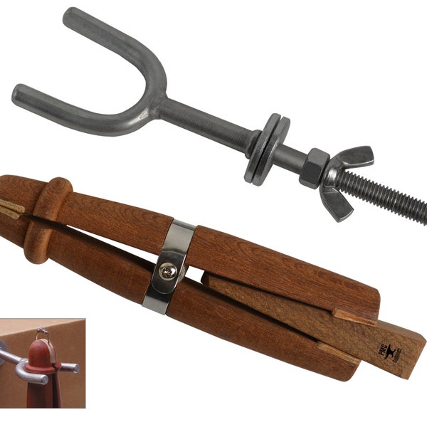 Mahogany Wooden Ring Clamp w/ Metal Holder Jewelry Making Vise Bench Pin Tool w/ Leather Jaws - RCL-653.20